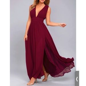 Lulus Heavenly Hues Burgundy Maxi Dress